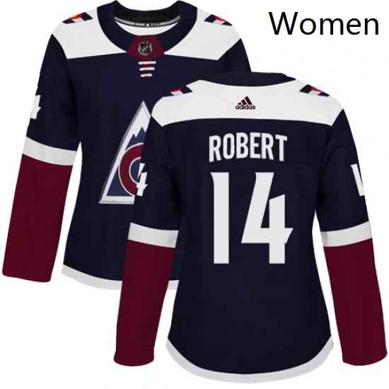 Womens Adidas Colorado Avalanche 14 Rene Robert Authentic Navy Blue Alternate NHL Jersey